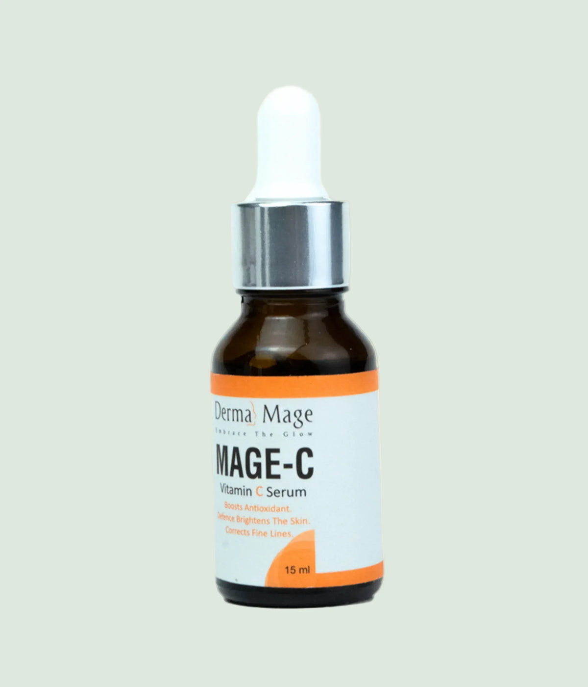 Bottle of Derma Mage MAGE-C serum on a beige background